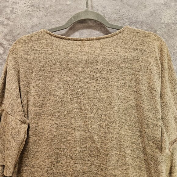 Jillian + Nicloe Blouse Womens M Gray Jersey Knit Bell tiered sleeves Stretch - Picture 6 of 11